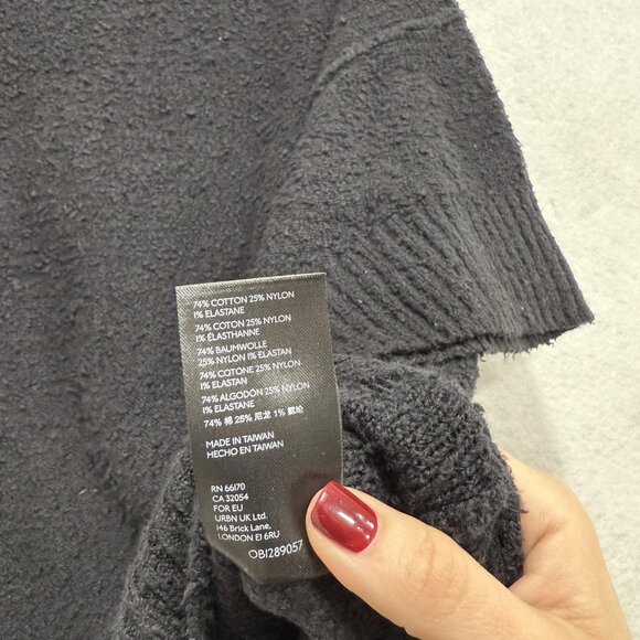 Free People Sweater Womens Small Black Short Sleeve Tunic Ribbed Hem OB1289057 - Picture 7 of 9